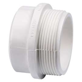 CANPLAS 192802 Pipe Adapter, 2 in, Spigot x MNPT, PVC, White