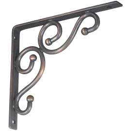 National Hardware N236-214 Shelf Bracket, 7 in L, Steel, Antique Bronze