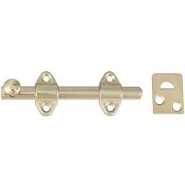 National Hardware N236-342 Surface Bolt, 7/16 in Bolt Head, Steel, Satin Brass