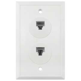 Amerelle VW6E6EW Dual Ethernet Wallplate, White, Flush Mounting