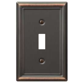 Amerelle Chelsea 149TDB Wallplate, 4-7/8 in L, 3-1/8 in W, 1 -Gang, Steel, Aged Bronze