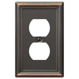 Amerelle Chelsea 149DDB Receptacle Wallplate, 2 -Gang, Steel, Bronze
