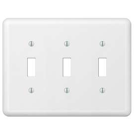 Amerelle Devon 935TTTW Wallplate, 5 in L, 6-9/16 in W, 3 -Gang, Steel, White
