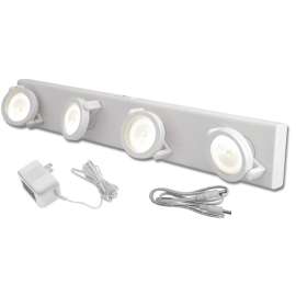 AmerTac LPL704 Series LPL704WAC Under Cabinet Track Light, 4-Lamp, LED Lamp, 75 Lumens, 3000 K Color Temp