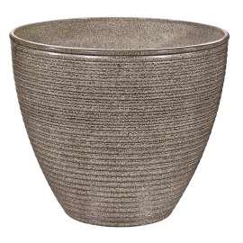 Landscapers Select Wave Planter, 13 in Dia, Round, Resin, Beige Wave
