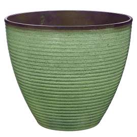 Landscapers Select Wave Planter, 15 in Dia, Round, Resin, Green Wave