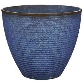 Landscapers Select Wave Planter, 18 in Dia, Round, Resin, Blue Wave