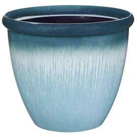 Landscapers Select Egg Rim Planter, 15 in Dia, Round, Resin, Blue Drip