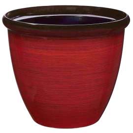 Landscapers Select Planter, 15 in Dia, Round, Resin, Red Brushed Finish