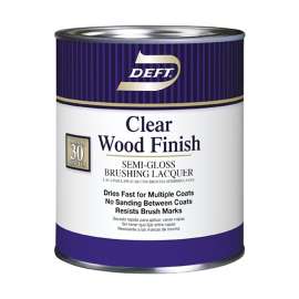 DEFT 011-04 Brushing Lacquer, Semi-Gloss, Liquid, Clear, 1 qt, Can