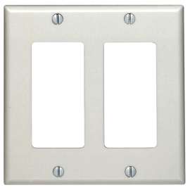 Leviton 80409-NW Wallplate, 4-1/2 in L, 4.56 in W, 2 -Gang, Nylon, White