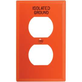 EATON IG5132RN-BOX Receptacle Wallplate, 4-1/2 in L, 7 in W, 1 -Gang, Nylon, Orange, Flush Mounting