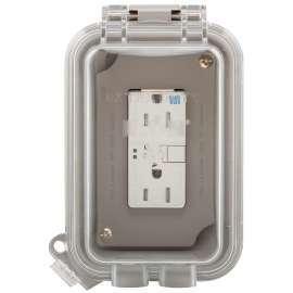 EATON WIUXVTWRSGF15W GFCI Outlet Box, 4-1/2 in L, 6 in W, Aluminum/Polycarbonate, Gray