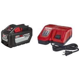 Milwaukee M18 REDLITHIUM 48-59-1200 Battery and Charger Starter Kit, 120 VAC Input, 18 V Output, 12 Ah, 2 hr Charge