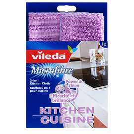 Vileda 144817 Kitchen Utility Cloth, 8 in L, 8 in W, Microfiber, Purple