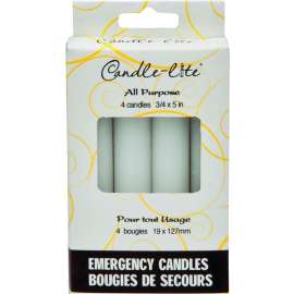 CANDLE-LITE 3745595 Emergency Candle, 25 to 30 hr Burning, White Candle