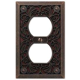 Amerelle 65DDB Wallplate, 4-1/2 in L, 2-13/16 in W, 1 -Gang, Metal, Aged Bronze