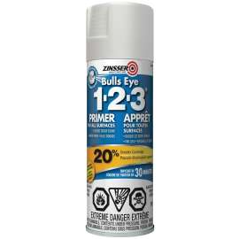 ZINSSER Bulls Eye 1-2-3 267189 Primer, Liquid, White, 369 g, Aerosol Can