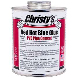 CHRISTY'S RH-RHBV-QT-12 Solvent Cement, 1 qt Can, Medium Syrupy Liquid, Blue