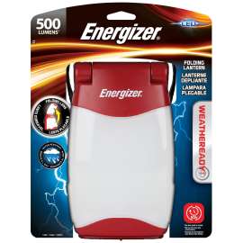 Energizer Weatheready Series FL452WRBP Folding Lantern, D Battery, LED Lamp, 500 Lumens Lumens, Red
