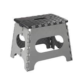 Simple Spaces Folding Step Stool, 10-5/8 in H, 1-Step, 330 lb, Plastic, Black/Gray