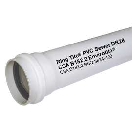 Ring Tite 42114 Sewer and Drain Pipe, 4 in, 4 m L, White