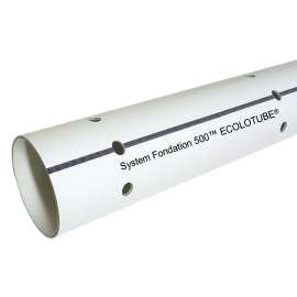 Homerite Ecolotube Series 003500 Foundation Drain Pipe, 4 in, 10 ft L, PVC, White