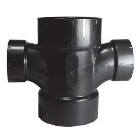 IPEX 027100 Double Sanitary Pipe Tee, 3 x 2 in, Hub, ABS
