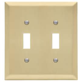 Amerelle 163TTSB Wallplate, 4-15/16 in L, 4-9/16 in W, 2 -Gang, Steel, Satin Brass