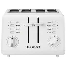 Cuisinart CPT-142C Electric Toaster, 4 Slice/Hr, Manual Control, Plastic, White