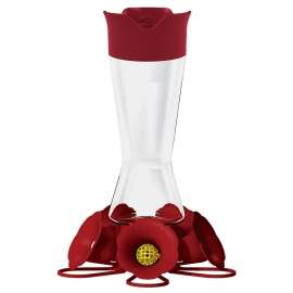 Perky-Pet 204CP-4 Bird Feeder, 5-Port/Perch, Glass, Red, 10-1/2 in H