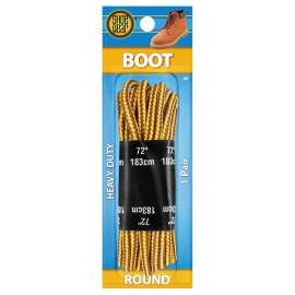 Shoe Gear 1N30BRYL72 Boot Lace, Round, Nylon, Brown/Yellow, 72 in L
