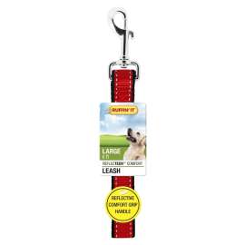 RUFFIN'IT 32116 Reflective Dog Leash, 6 ft L, 1 in W, Nylon Line, Black/Black and Blue/Black and Red/Bright Green