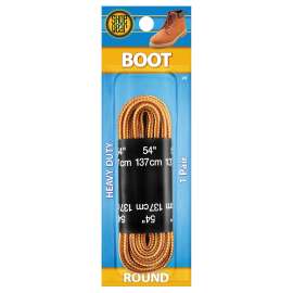 Shoe Gear 1N29BRYL54 Boot Lace, Round, Nylon, Brown/Gold, 54 in L