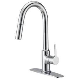Boston Harbor FP4AF227CP Pull-Down Kitchen Faucet, 1.8 gpm, 1-Faucet Handle, 1, 3-Faucet Hole, Brass/Plastic/Zinc