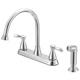 Boston Harbor F8210001CP Kitchen Faucet, 1.8 gpm, 4-Faucet Hole, Metal/Plastic, Chrome Plated, Deck Mounting