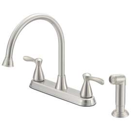 Boston Harbor F8210001NP Kitchen Faucet, 1.8 gpm, 4-Faucet Hole, Metal/Plastic, Stainless Steel, Deck Mounting