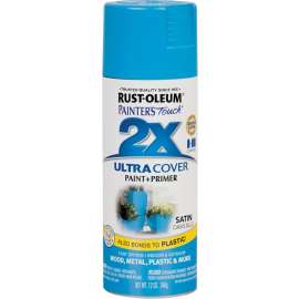 RUST-OLEUM PAINTER'S Touch 277991 Satin Spray Paint, Satin, Oasis Blue, 12 oz, Aerosol Can