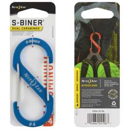 Nite Ize S-Biner Series SBA4-03-R6 Dual Carabiner, #4 Dia Ring, Aluminum, Blue