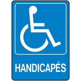 Hy-Ko D-17F Sign, HANDICAPES, White Legend, Blue Background, Plastic, 7 in L x 5 in W Dimensions