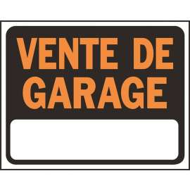 Hy-Ko SP-132 Sign, VENTE DE GARAGE, 12 in L x 8-1/2 in W Dimensions