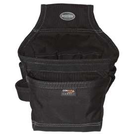 Bucket Boss 57200 Ballistic Carpenter's Pouch, 12-Pocket, Fabric, Black, 12 in W, 12 in H, 7 in D