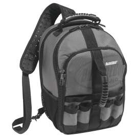 Bucket Boss Professional Series 65160 Sling Pack Tool Bag, 10-1/2 in W, 8 in D, 15 in H, 24-Pocket, Poly Fabric