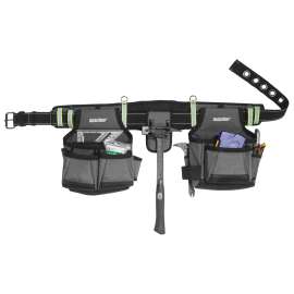 Bucket Boss Professional Series 55105-HV HV Contractor's Rig, 52 in Waist, Poly Fabric, Sliver, 29-Pocket