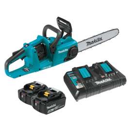 Makita LXT XCU03PT Chainsaw Kit, 5 Ah, 18 V Battery, Lithium-Ion Battery, 14 in L Bar/Chain, 3/8 in Bar/Chain Pitch