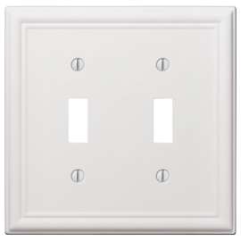 Amerelle 149TTW Wallplate, 4-7/8 in L, 4-15/16 in W, 2 -Gang, Steel, White