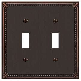 Amerelle Imperial 74TTDB Wallplate, 4-13/16 in L, 4-13/16 in W, 2 -Gang, Metal, Aged Bronze