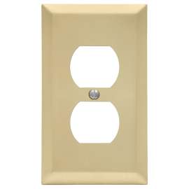 Amerelle 163DSB Receptacle Wallplate, 5 in L, 2-7/8 in W, 1 -Gang, Steel, Satin Brass, Screw Mounting