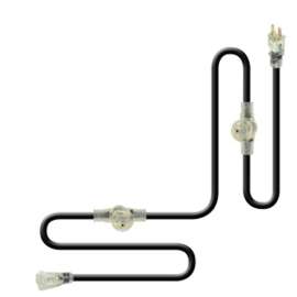 CCI 547728 Multi-Outlet Extension Cord, 14 AWG Cable, 2.7 ft L, 15 A, Black