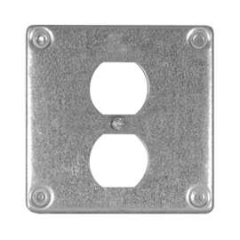 HUBBELL 8365BAR Box Cover, 4 in L, 4 in W, Square, Metal